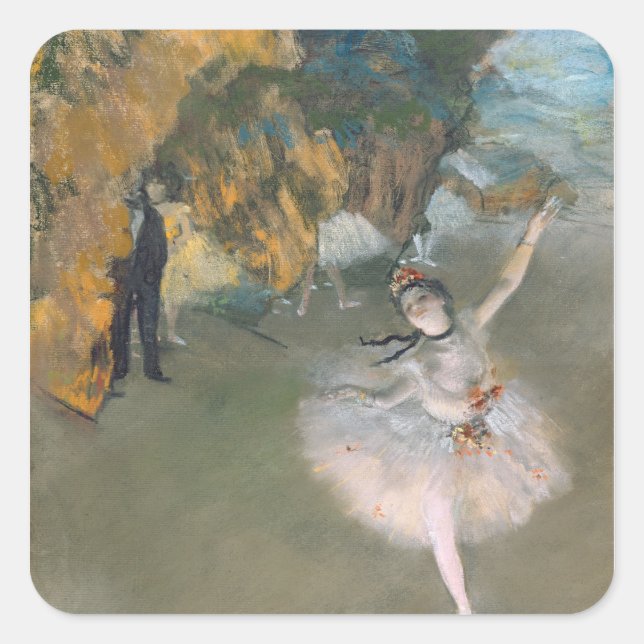 Pegatina Cuadrada Edgar Degas | Estrella o bailarina en el escenario (Anverso)