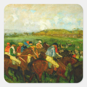 Pegatina Cuadrada Edgar Degas Horseback Riding