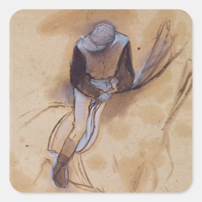 Pegatina Cuadrada Edgar Degas | Jockey sobre fondo (Anverso)