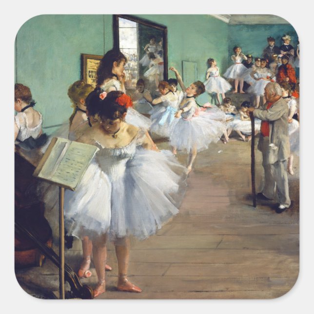 Pegatina Cuadrada Edgar Degas - La clase de danza (Anverso)