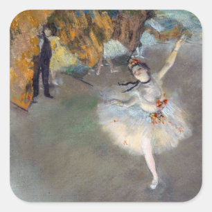 Pegatina Cuadrada Edgar Degas - La estrella / bailarina en el escena