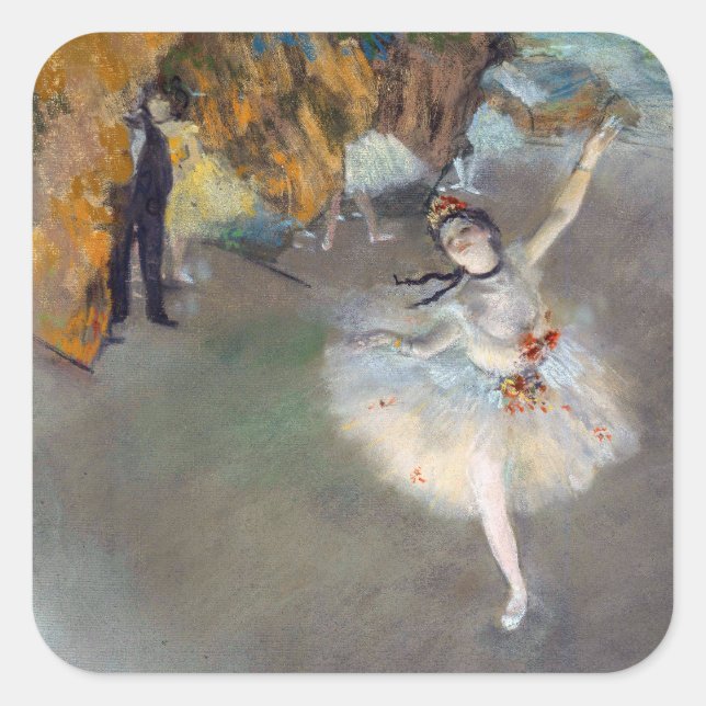 Pegatina Cuadrada Edgar Degas - La estrella / bailarina en el escena (Anverso)
