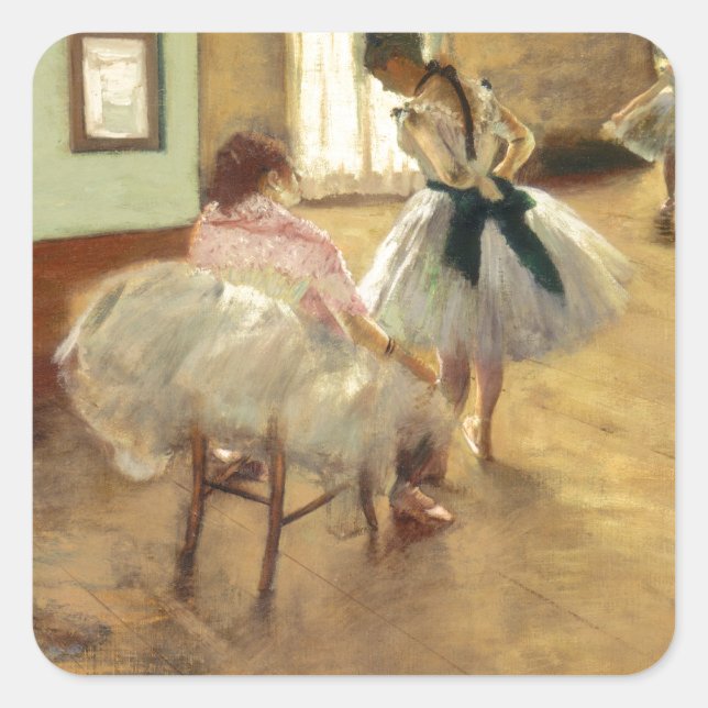 Pegatina Cuadrada Edgar Degas La Lección De Baile (Anverso)