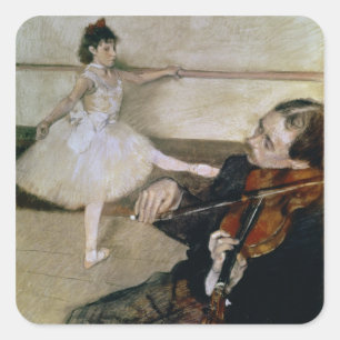 Pegatina Cuadrada Edgar Degas La lección de baile, c.1879