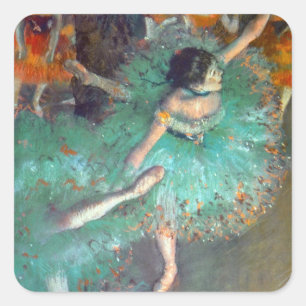 Pegatina Cuadrada Edgar Degas - Las bailarinas verdes - Danza de bal