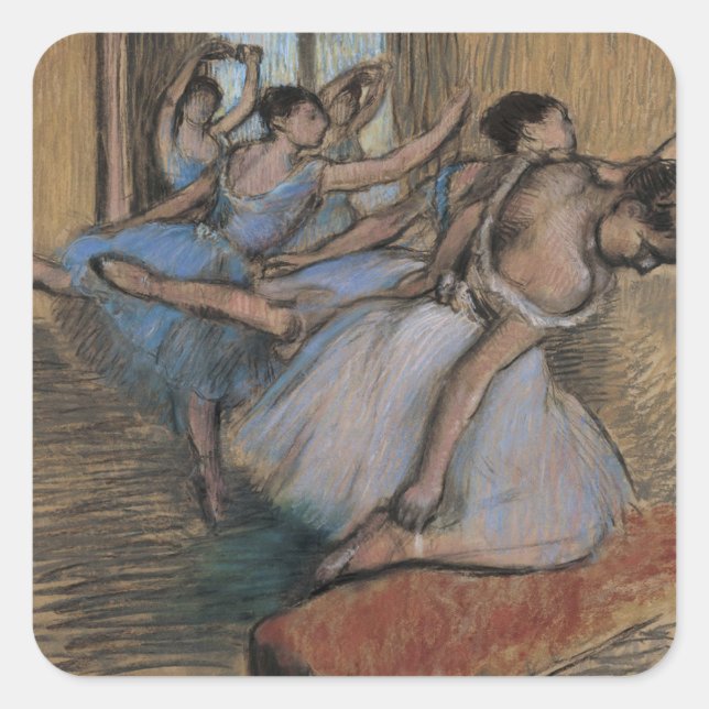 Pegatina Cuadrada Edgar Degas | Los bailarines (Anverso)