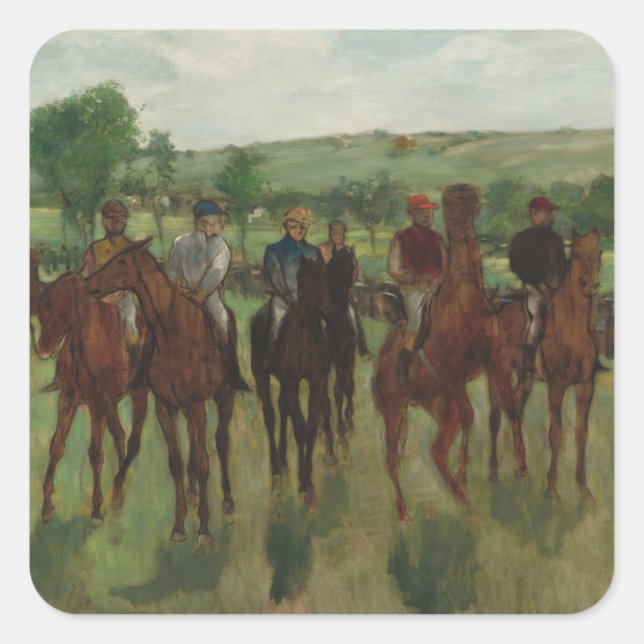 Pegatina Cuadrada Edgar Degas | Los jinetes (Anverso)