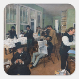 Pegatina Cuadrada Edgar Degas - Oficina de algodón en Nueva Orleans