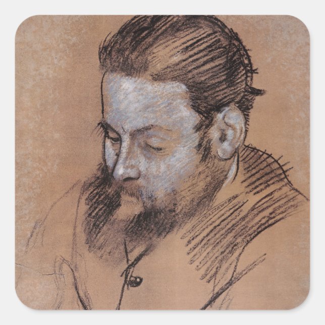 Pegatina Cuadrada Edgar Degas | Retrato de Diego Martelli (Anverso)