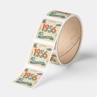 Pegatina Cuadrada Edición Limitada Cumpleaños 1956 | Estilo Retro 50