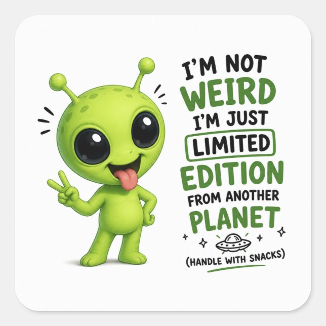 Pegatina Cuadrada Edición Limitada Diseño Alien (Anverso)