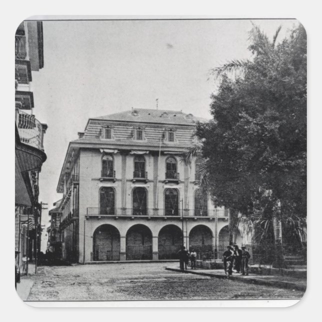 Pegatina Cuadrada Edificio de la Administración del Canal de Panamá (Anverso)