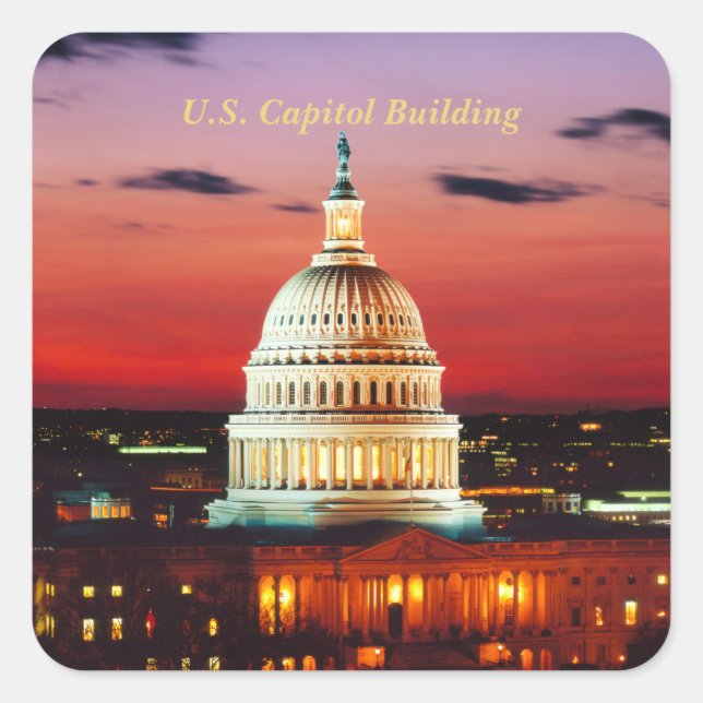 Pegatina Cuadrada Edificio del Capitolio de Estados Unidos (Anverso)