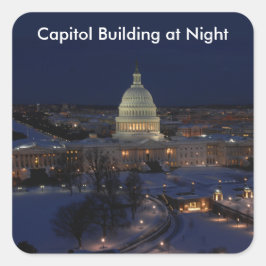 Pegatina Cuadrada Edificio del Capitolio de Estados Unidos de noche