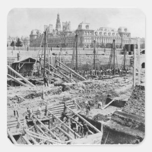 Pegatina Cuadrada Edificio del Hotel-Dieu, París, c.1866