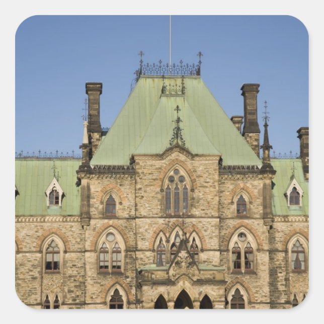 Pegatina Cuadrada Edificio del Parlamento en Ottawa, Ontario, Canadá (Anverso)