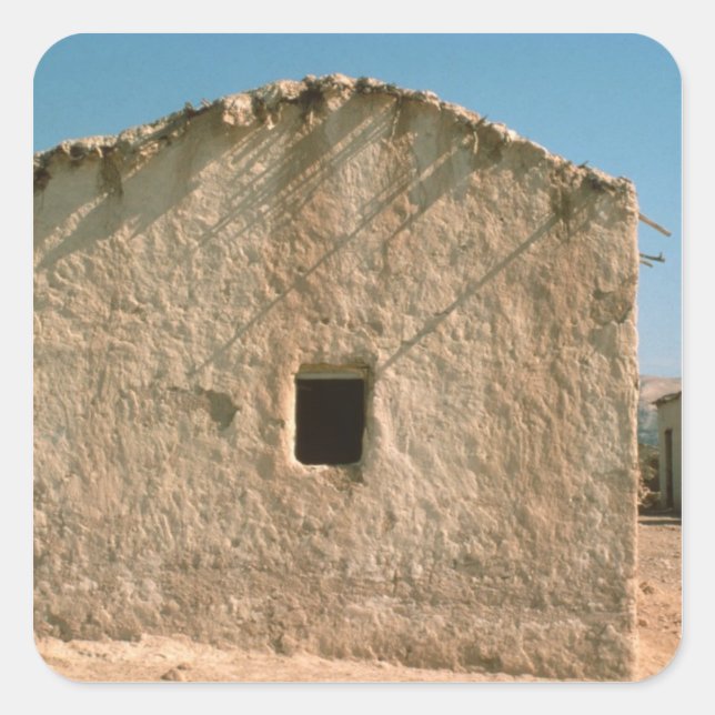 Pegatina Cuadrada Edificio en el casco antiguo de Jericó (Anverso)