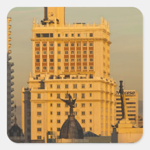 Pegatina Cuadrada Edificios a lo largo de Gran Vía y Edificio España