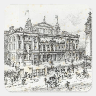 Pegatina Cuadrada Edificios terminados del Palacio del Pueblo