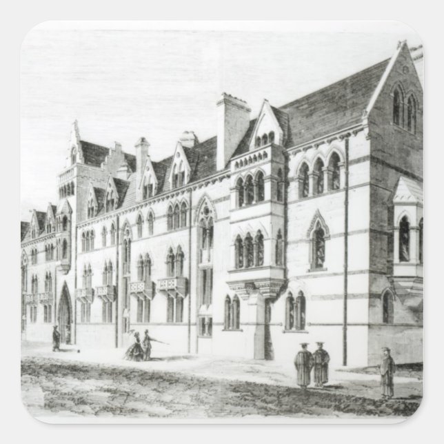 Pegatina Cuadrada Edificios The Meadow, Iglesia de Cristo, Oxford (Anverso)
