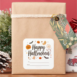 Pegatina Cuadrada Editable Happy Halloween Gift Sticker
