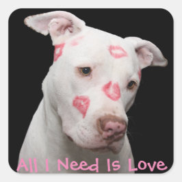 Pegatina Cuadrada Editable Pitbull Lover