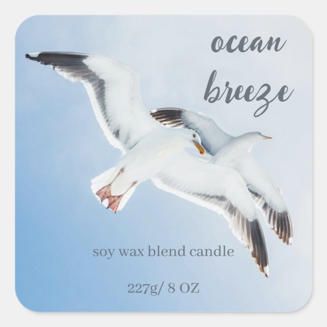 Pegatina Cuadrada Editable Sea Gulls Ocean Breeze Product (Anverso)