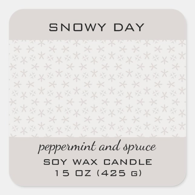 Pegatina Cuadrada Editable Snowy Day Snowflake Pattern Product (Anverso)