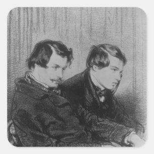 Pegatina Cuadrada Edmond de Goncourt y Jules de Goncourt