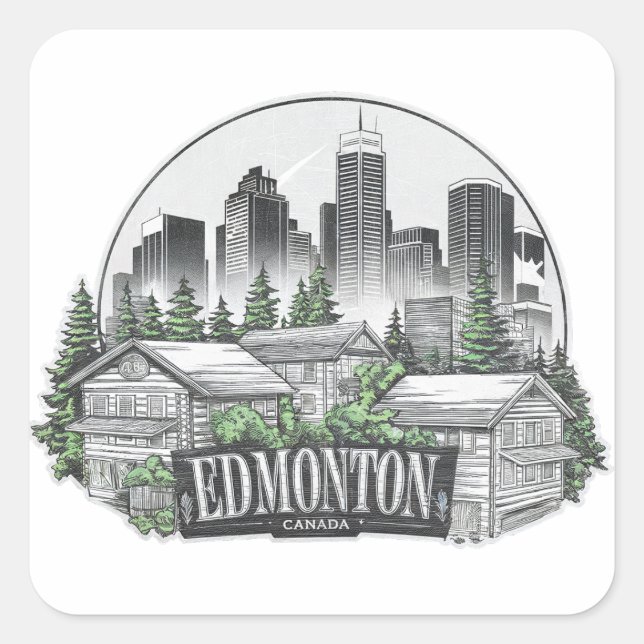 Pegatina Cuadrada Edmonton City Canada (Anverso)