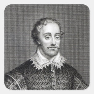 Pegatina Cuadrada Edmund Spenser, grabado por Burnet Reading