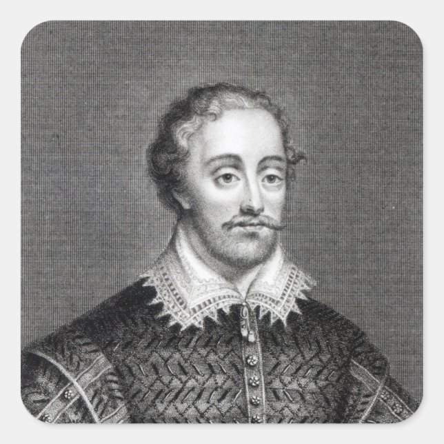 Pegatina Cuadrada Edmund Spenser, grabado por Burnet Reading (Anverso)