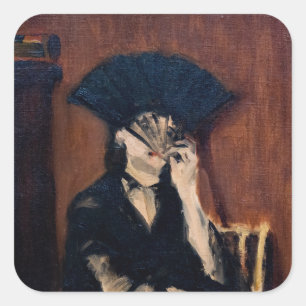 Pegatina Cuadrada Edouard Manet - Berthe Morisot con un abanico