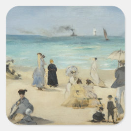 Pegatina Cuadrada Edouard Manet - En la playa, Boulogne-sur-Mer