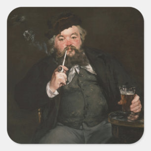 Pegatina Cuadrada Edouard Manet - Un buen vaso de cerveza / Le bon b