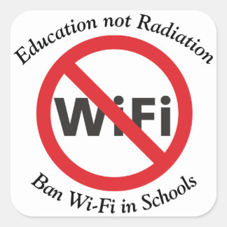 Pegatina Cuadrada Educación, no radiación, prohíben la conexión inal