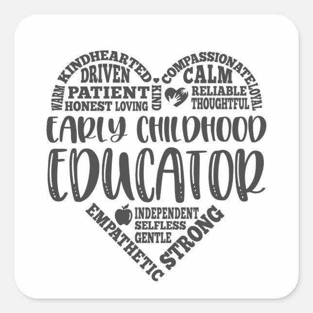 Pegatina Cuadrada Educador en la primera infancia, profesor (Anverso)