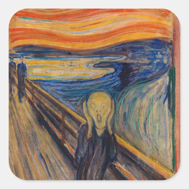 Pegatina Cuadrada Edvard Munch - El Grito 1893 (Anverso)