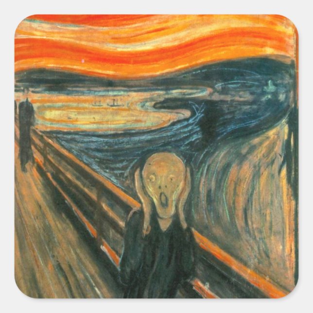 Pegatina Cuadrada EDVARD MUNCH - El grito 1893 (Anverso)