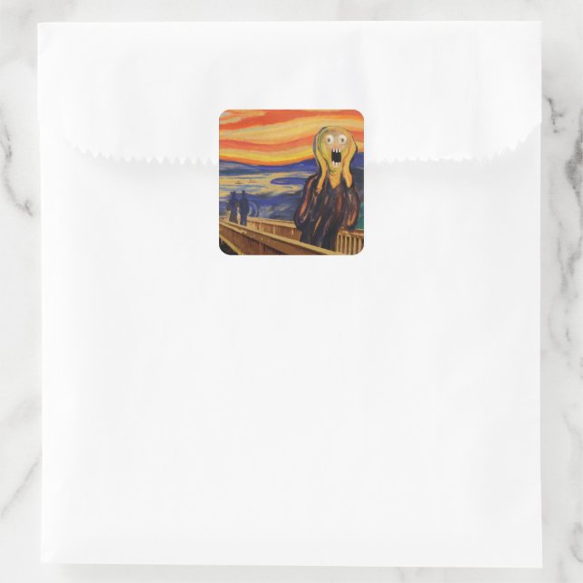 Pegatina Cuadrada Edvard Munch El Grito Desquiciado (Bolso)