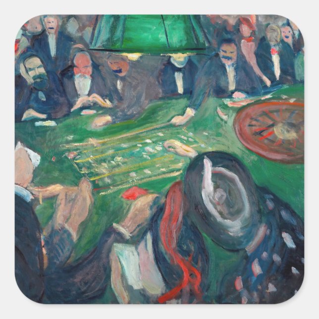Pegatina Cuadrada Edvard Munch - La mesa de la ruleta en Monte Carlo (Anverso)