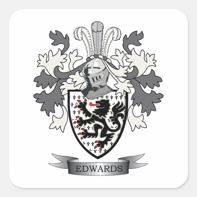 Pegatina Cuadrada Edwards Family Crest Coat of Arms (Anverso)