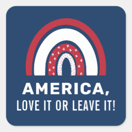 Pegatina Cuadrada EE.UU. 4 De Julio Elegante Arcoiris Patriótico Est