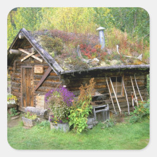 Pegatina Cuadrada EE.UU., Alaska, Parque Nacional Denali, Kantishna.