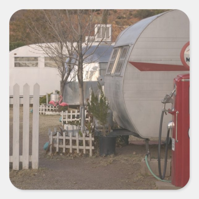 Pegatina Cuadrada EE.UU., Arizona, Bisbee: Shady Dell Motel, All (Anverso)