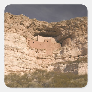 Pegatina Cuadrada EE. UU., Arizona, Camp Verde: Castillo de Montezum