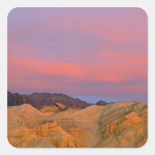 Pegatina Cuadrada EE.UU., California, Death Valley NP. Ofertas de Su (Anverso)