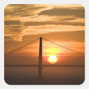 Pegatina Cuadrada  EE.UU. California. San Francisco. Ajuste del sol