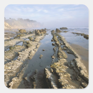 Pegatina Cuadrada EE. UU., California, Santa Bárbara, playa de Henry