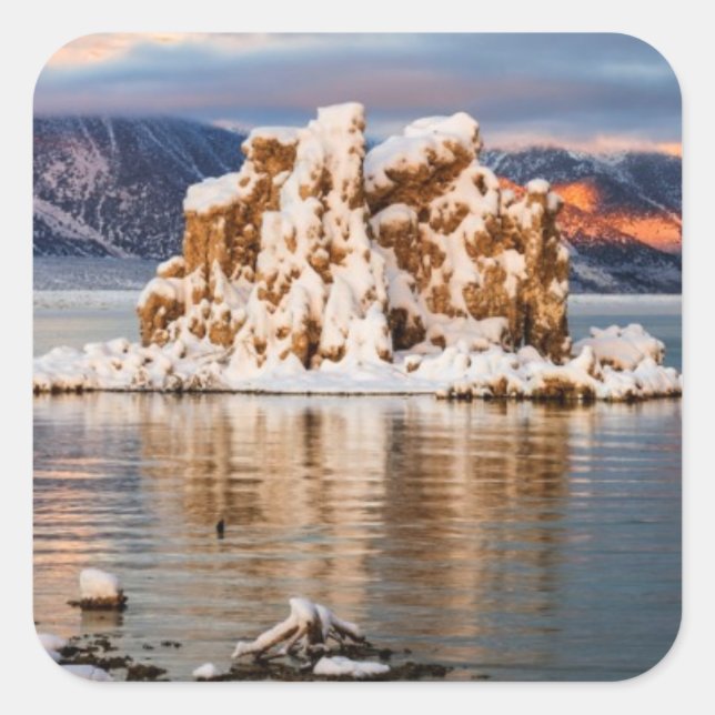 Pegatina Cuadrada EE.UU., California, Sunrise at Mono Lake (Anverso)